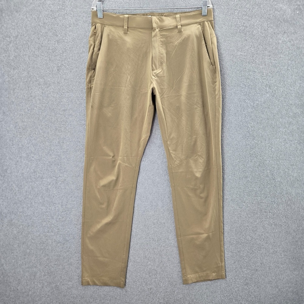 Fabletics Men Pants 33x32 Beige Chino Straight Zip Pockets Mid Rise READ